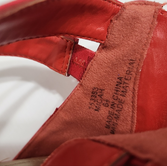 Xappeal Red Orange Strappy Shoes, Zip Back Buckle Kitten Heel, 6.5 - Picture 6 of 11